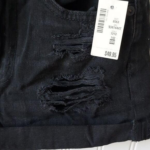 🆕️ AEROPOSTALE 000 Mom Short 3.25" Black Distressed Real Original Denim - Picture 3 of 10